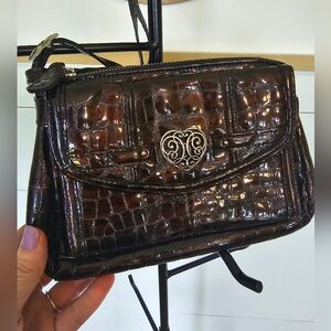 Brighton Lyric Brown Patent Leather Crossbody Bag